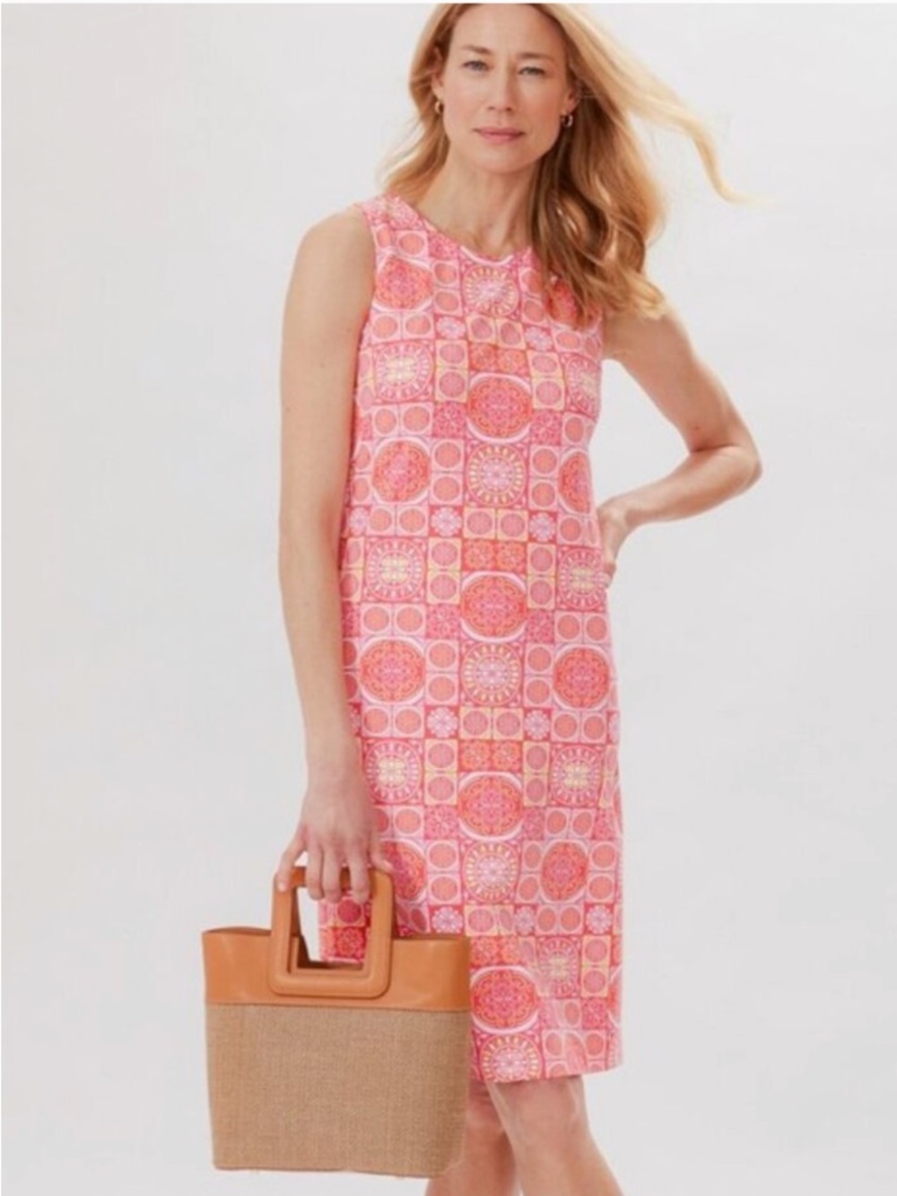 J McLaughlin Sophia Sleeveless Shift Dress in Pink, Size Small